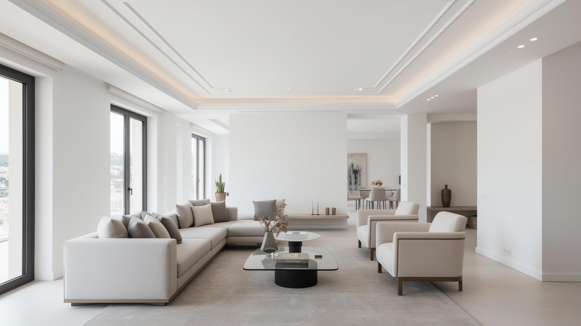 Interior moderno remodelado com tetos falsos em pladur